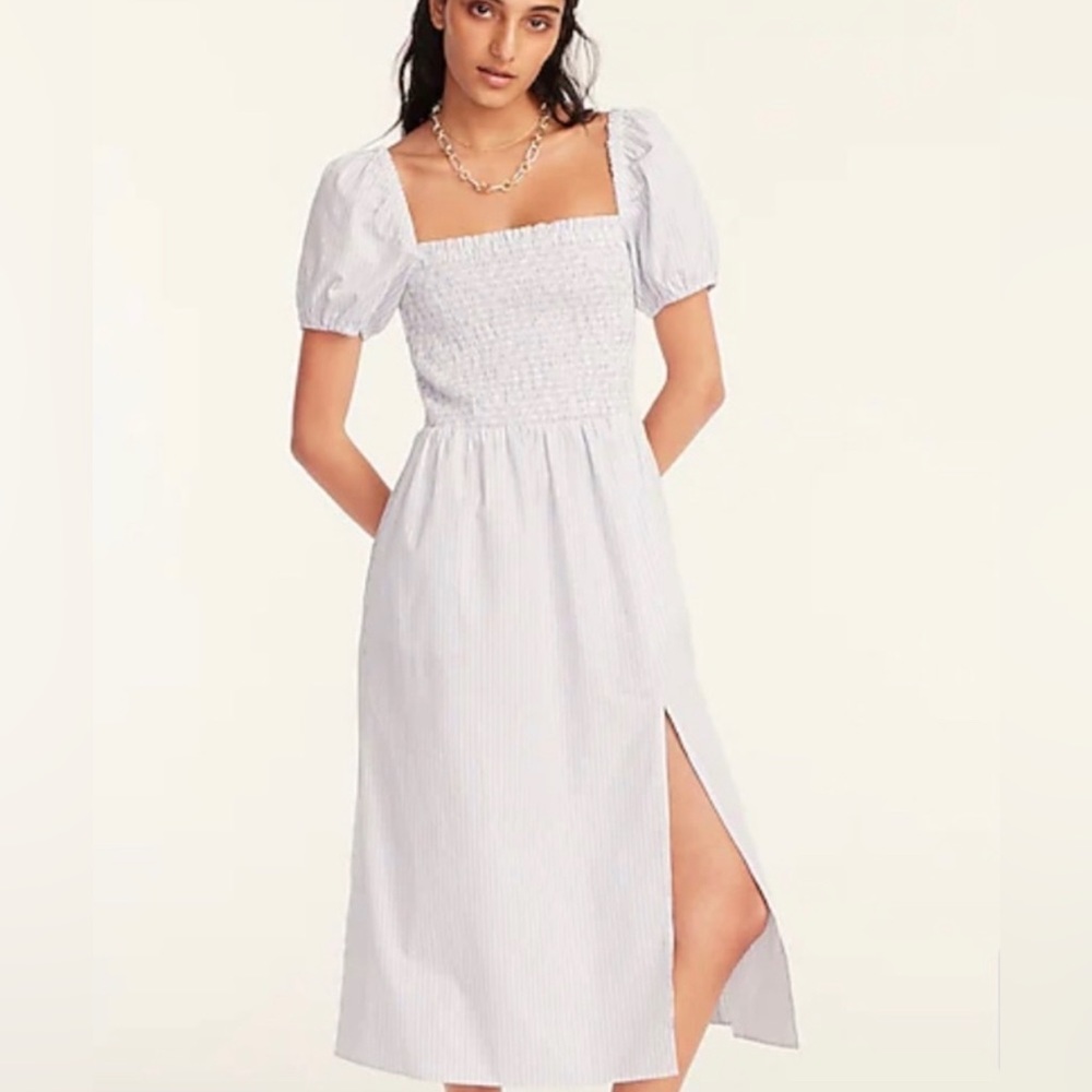 NWOT PINSTRIPE SMOCKED FAIRY PEASANT DRESS💙